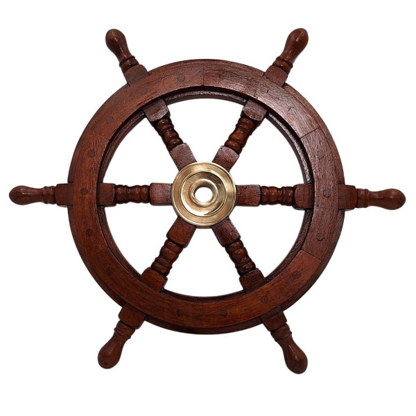 Koło Sterowe Drewniane - 45 Cm - Dekoracja Marynistyczna Retro - Nc1402A 806577