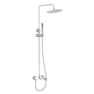 Kolumna Prysznicowa Zestaw Natryskowy Raila Biała Chrom Deszczownica 25cm 966735
