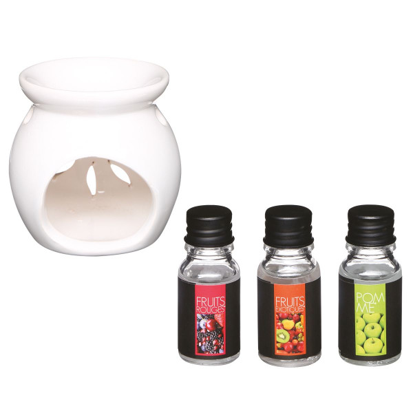 Kominek do aromaterapii ceramiczny 3 olejki zapachowe 943853
