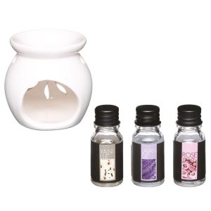 Kominek do aromaterapii ceramiczny 3 olejki zapachowe 943852