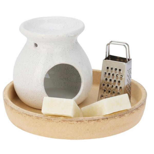 Kominek do wosku zapachowego biały ceramiczny z woskiem 13 cm 991955