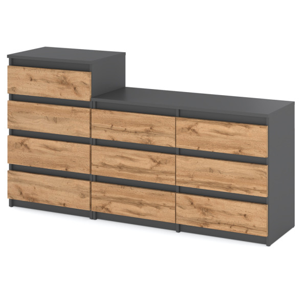 Komoda 10 szuflad nowoczesna szafka loft 160cm szary wotan 376218