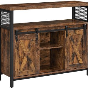 Komoda 100x33x80 cm rustykalna loft brąz czarny stal z drzwiami przesuwnymi 865750 Komoda 100x33x80 cm rustykalna loft brąz czarny stal z drzwiami przesuwnymi 865750