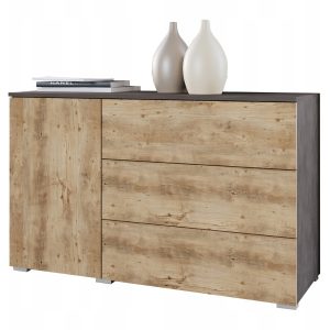 Komoda 110 cm do salonu/sypialni z 3 szufladami i szafką matera/kasztan mat 804651 Komoda 110 cm do salonu/sypialni z 3 szufladami i szafką matera/kasztan mat 804651