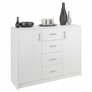 Komoda 110cm 4 szuflady 2 drzwi szafka FRAMIRE U-1 biała 790299 Komoda 110cm 4 szuflady 2 drzwi szafka FRAMIRE U-1 biała 790299