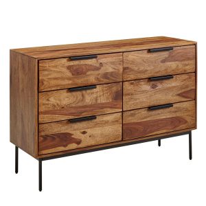 Komoda 117 cm Sheesham Drewno Lite Metalowa Szafka z Szufladami 678714 Komoda 117 cm Sheesham Drewno Lite Metalowa Szafka z Szufladami 678714