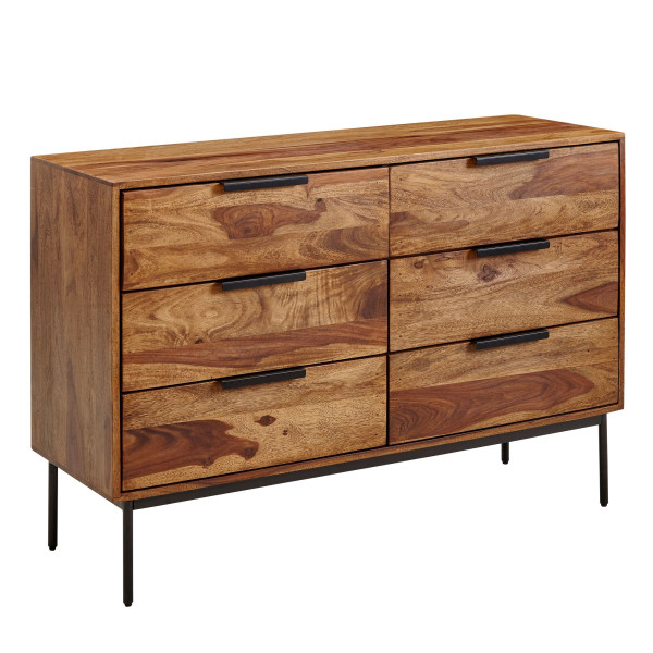 Komoda 117 cm Sheesham Drewno Lite Metalowa Szafka z Szufladami 678714