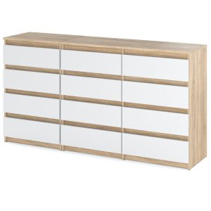 Komoda 12 szuflad szafka 180cm salon sypialnia sonoma biały 376212 Komoda 12 szuflad szafka 180cm salon sypialnia sonoma biały 376212