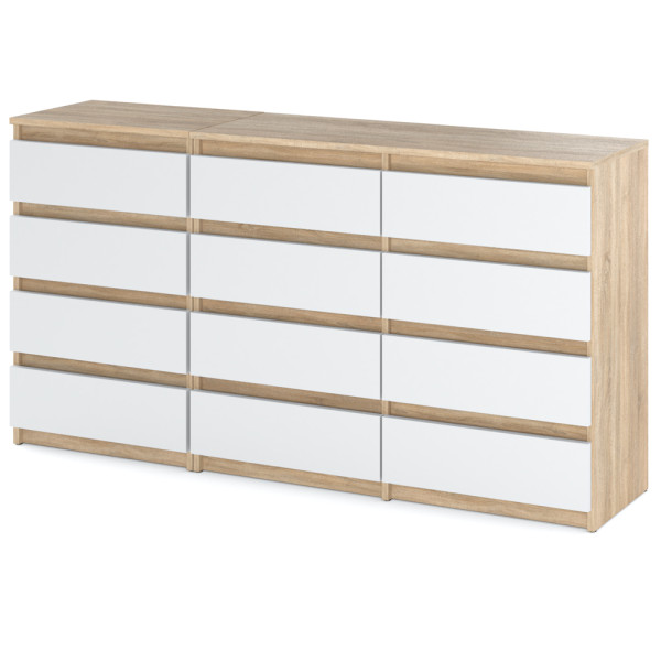 Komoda 12 szuflad szafka 180cm salon sypialnia sonoma biały 376212