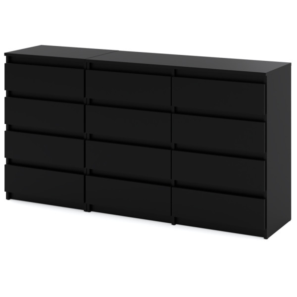 Komoda 12 szuflad szafka loft 180cm stolik salon czarny mat 376196