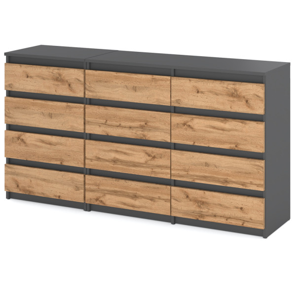 Komoda 12 szuflad szafka loft do salonu szary mat dąb wotan 376115