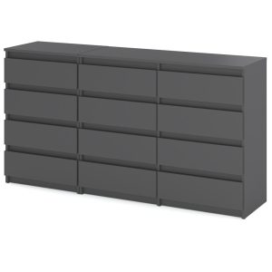 Komoda 12 szuflad szafka szara loft 180cm salon sypialnia 376147 Komoda 12 szuflad szafka szara loft 180cm salon sypialnia 376147