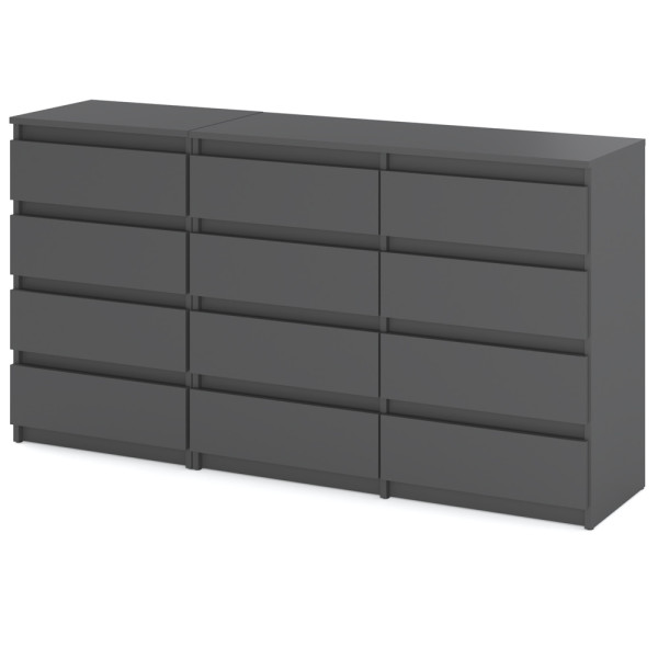 Komoda 12 szuflad szafka szara loft 180cm salon sypialnia 376147
