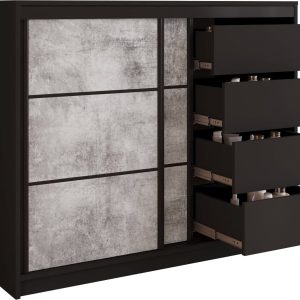 Komoda 120 cm do sypialni z szufladami LOFT czarny / beton 815679