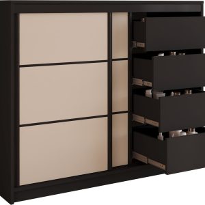 Komoda 120 cm do sypialni z szufladami LOFT czarny / beż piaskowy 702281