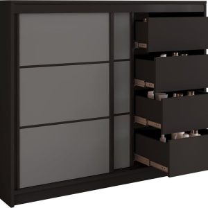Komoda 120 cm do sypialni z szufladami LOFT czarny / grafit 702299