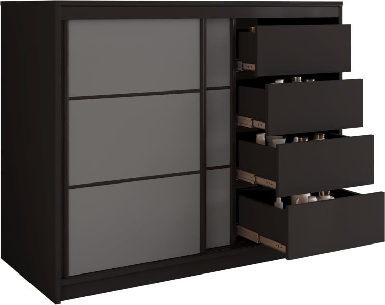 Komoda 120 cm do sypialni z szufladami LOFT czarny / grafit 702299