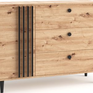 Komoda 120 cm na nóżkach z szufladami do salonu LERON dąb artisan 996424