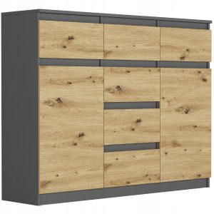 Komoda 120cm 6 szuflady 2 drzwi szafka FRAMIRE S-62D antracyt mix artisan 790287 Komoda 120cm 6 szuflady 2 drzwi szafka FRAMIRE S-62D antracyt mix artisan 790287