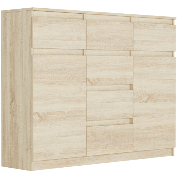 Komoda 120cm 6 szuflady 2 drzwi szafka FRAMIRE S-62D sonoma 790316