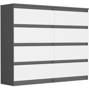 Komoda 120cm 8 szuflad szafka FRAMIRE R-120-S8 antracyt mix 785124