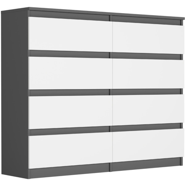 Komoda 120cm 8 szuflad szafka FRAMIRE R-120-S8 antracyt mix 785124
