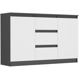 Komoda 120cm szuflady drzwi szafka FRAMIRE R-120-S3 antracyt mix bialy 962455
