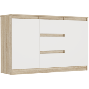 Komoda 120cm szuflady drzwi szafka FRAMIRE R-120-S3 sonoma mix bialy 946937