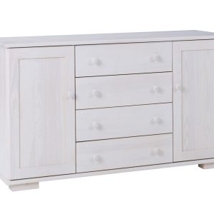 Komoda 137 cm drewniana 4 szuflady Modern II, kolor bielony 101631