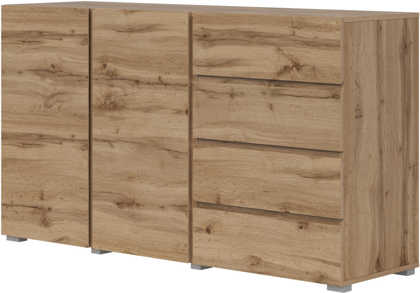 Komoda 138 cm z szufladami i półkami ASYMETRIC dąb wotan 1069350