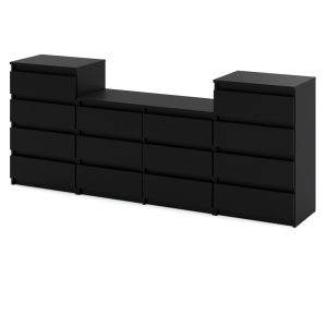 Komoda 14 szuflad 220cm loft stolik szafka rtv czarny mat 376303