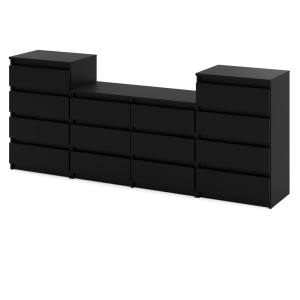 Komoda 14 szuflad 220cm loft stolik szafka rtv czarny mat 376303