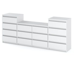 Komoda 14 szuflad 220cm szafka do salonu sypialni biała mat 376340