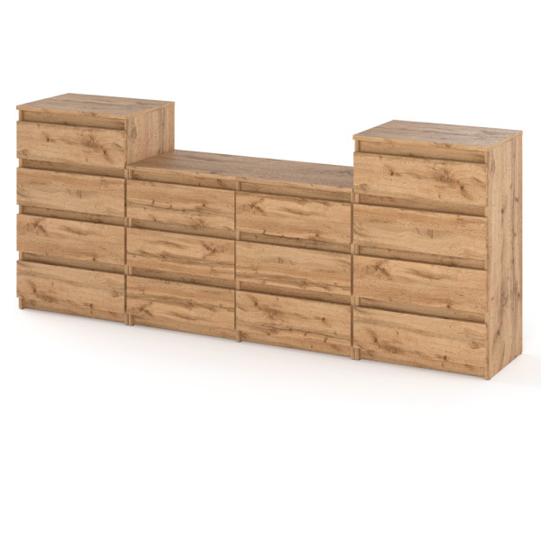 Komoda 14 szuflad drewniana szafka stolik rtv 220cm wotan 376308