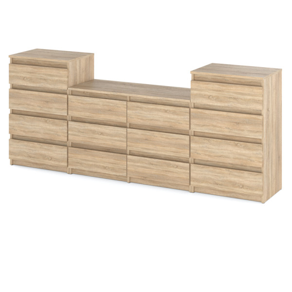 Komoda 14 szuflad szafka rtv 220cm meblościanka dąb sonoma 376158