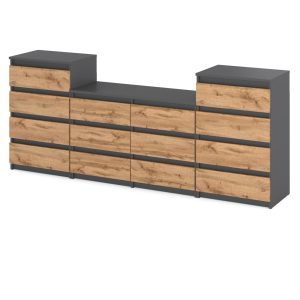 Komoda 14 szuflad szafka rtv salon 220cm loft szary wotan 376351