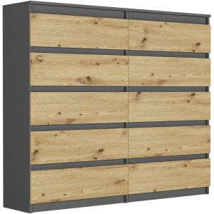 Komoda 140cm 10 szuflad szafka FRAMIRE R-140-S10 antracyt mix artisan 946969