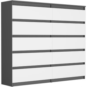 Komoda 140cm 10 szuflad szafka FRAMIRE R-140-S10 antracyt mix 799212