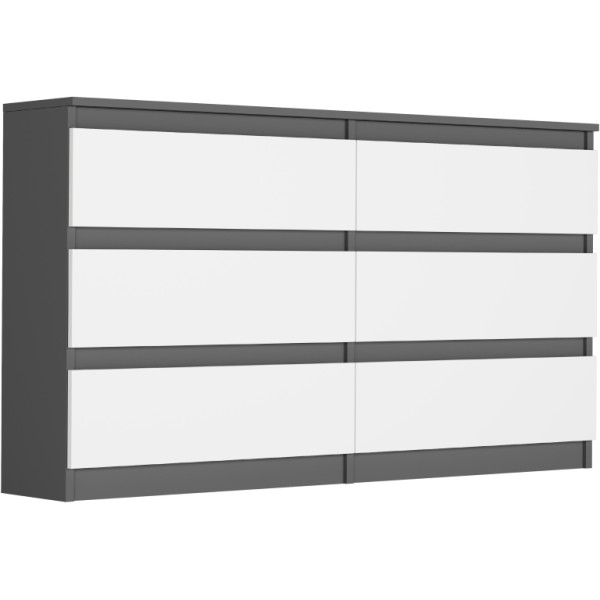 Komoda 140cm 6 szuflad szafka FRAMIRE R-140 antracyt mix 785134