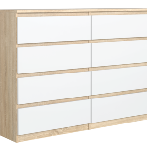 Komoda 140cm 8 szuflad dąb sonoma front biały mix 713731 Komoda 140cm 8 szuflad dąb sonoma front biały mix 713731
