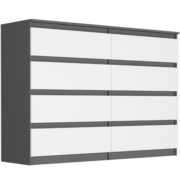 Komoda 140cm 8 szuflad szafka FRAMIRE R-140-S8 mix antracyt 799215