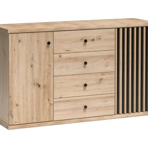 Komoda 142 cm CALI C-4 4 szuflady 2 drzwi lamele dąb aertisan 134787