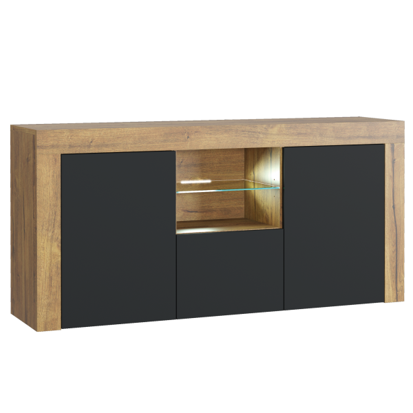 Komoda 145cm RTV ONE FURNITURE - Laminat Dębowy & Czarny 202462