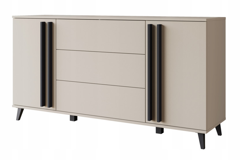 Komoda 150 cm do salonu nóżki, nowoczesna, 3 szuflady i 2 szafki, congo mat 804642
