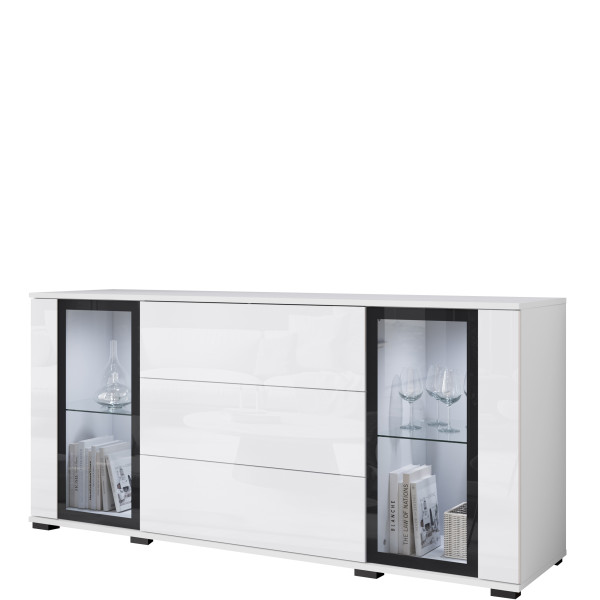 Komoda 150 cm z szufladami CAVIO biały połysk 873723
