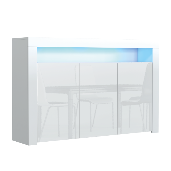 Komoda 155cm RTV ONE FURNITURE - Biały Laminat & Połysk 202457