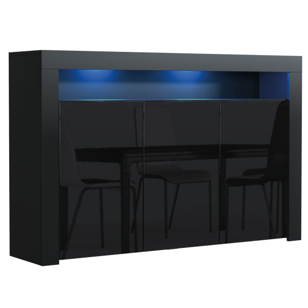 Komoda 155cm RTV ONE FURNITURE - Czarny Laminat & Połysk 202460