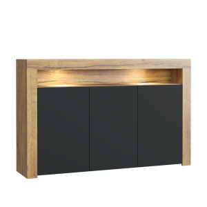 Komoda 155cm RTV ONE FURNITURE – Laminat Dębowy & Czarny 202453 Komoda 155cm RTV ONE FURNITURE – Laminat Dębowy & Czarny 202453