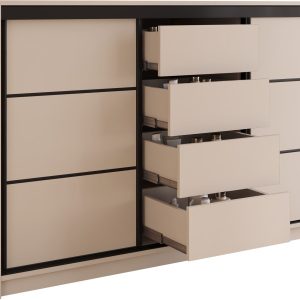 Komoda 160 cm do sypialni z szufladami LOFT beż piaskowy 701815 Komoda 160 cm do sypialni z szufladami LOFT beż piaskowy 701815