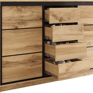 Komoda 160 cm do sypialni z szufladami LOFT dąb wotan 701821 Komoda 160 cm do sypialni z szufladami LOFT dąb wotan 701821